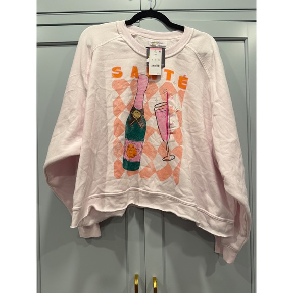 Grayson Threads Tops - NWT Grayson Threads Pink‎ Santé Champagne Raw edge hem Sweatshirt XXL oversize
